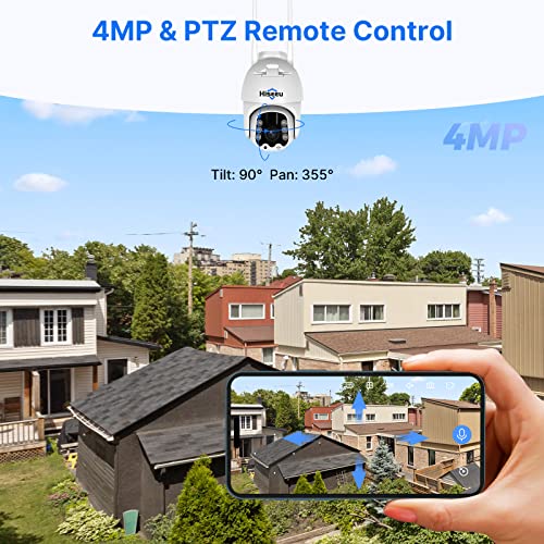 Hiseeu Solar Security Camera 2K Pan/Tilt Security Camera Wireless Outdoor, Battery Powered, Wire-Free, Color Night Vision,Two Audio,Ip66 Waterproof,Pir Human Detection, 2.4Ghz Wifi, Work With Alexa #TOP2