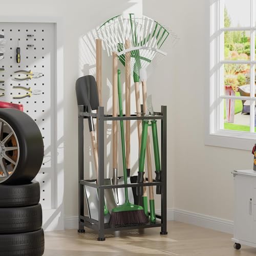 Image of 98577 Garden Tool /BROOM /MOP Organizer, Yard Organizer for Garage Organization and Storage,Garden Rack with 9 Loops for Garage, Shed, Outdoor,Easy Take Out and Storage.