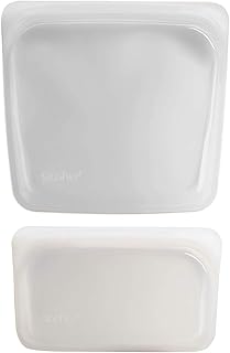 Stasher silicone riutilizzabile per cottura, congelamento, riporre e viaggiare, set da 2, 19.05 cm x 19.05 cm e 11.45 cm x 19.05 cm, trasparente