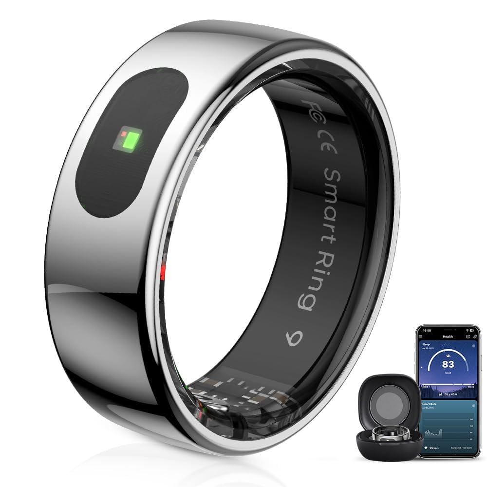 Health Ring Pro Bague Intelligente avec télécommande Bluetooth et détection de Mouvement, étanche 10 ATM (Argent, 12)
