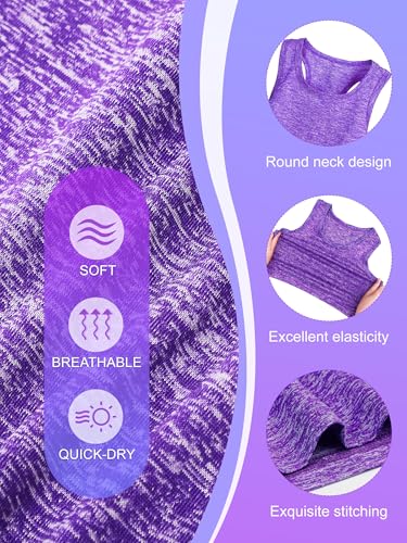 2 Pack Girls Athletic Crop Tank Tops Dry Fit Sleeveless Workout Dance Racerback Tank Tops Performance Top for 5-14Y2