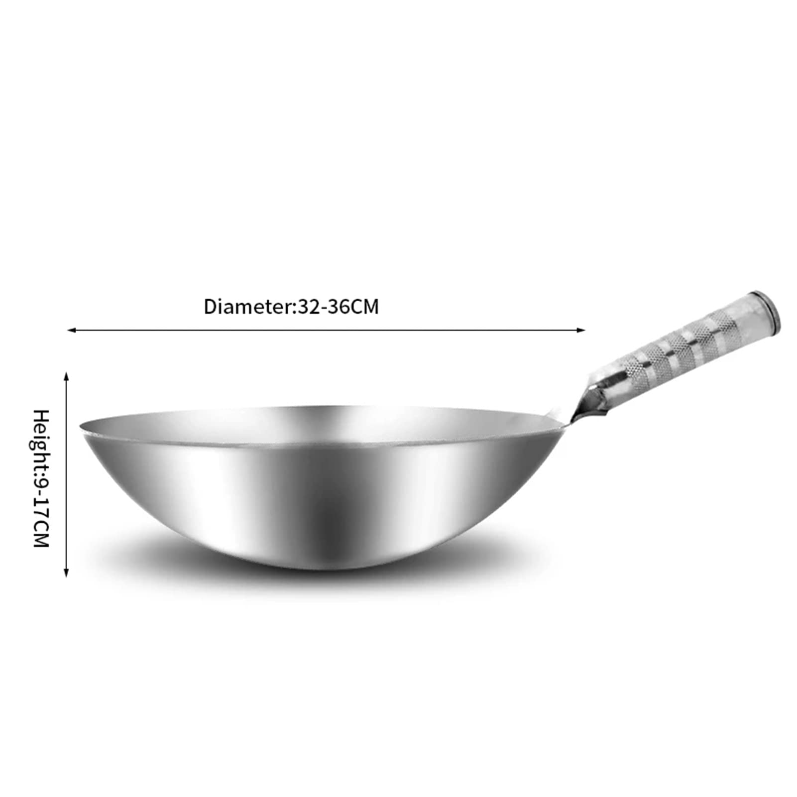 Antihaft Topf Pfanne, Kratzfester und Mehrzweck Wok, Einfach Zu Verwenden Wokpfanne für Alle Herdarten Inkl. Induktion, Edelstahl, Glas (32cm)