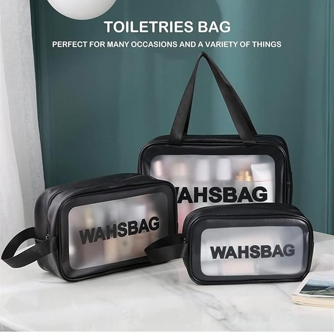 Image of GRILL BUMP Clear Makeup Pouch Set, Cosmetic Organizer Bag for Women and Girls Travel Waterproof Toiletry Storage Kit