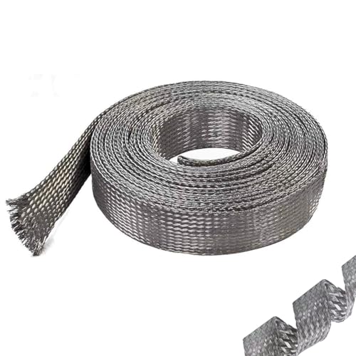 Tipo: Guaina espandibile. Cavo in treccia di rame piatto stagnato da 1 m, 5 m, 10 m, conduttore di terra a spirale flessibile nudo da 4 mm/6 mm/8 mm/11 mm/14 mm/18 mm/25 mm, conduttore elettrico conduttore di terra a spirale f