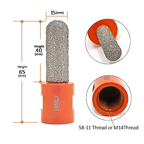 BGTEC Diamond Finger Bit 15mm M14 Thread Vacuum Brazed Diamond Milling Bit Enlarging and Shaping Round Bevel Existing Holes for Tile Stone Porcelain Hard Ceramic Marble Granite Countertop - Image 2