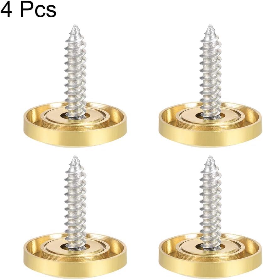 TOP-VIGOR 4Pcs Mirror Screws, 18mm brass Mirror Screws Cap Nail with Washers - Image 3