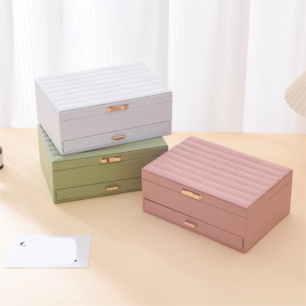 Przenośne pudełko na biżuterię, dwuwarstwowy organizer do przechowywania kolczyków i pierścionków, elegancki design dla kobiet i dziewcząt, przyjazna w podróży etui na biżuterię do rąk
