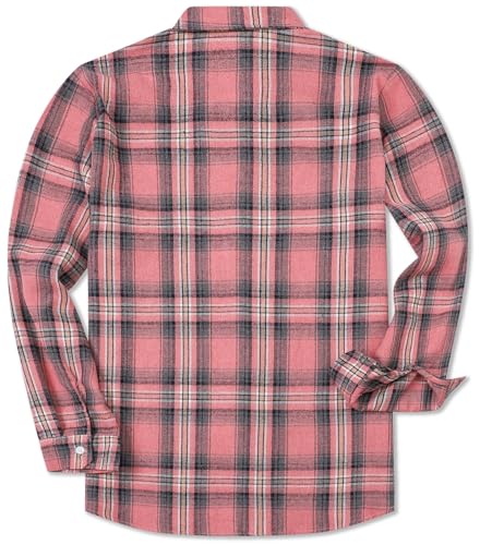 SANGTREE Mens and Boys Plaid Flannel Shirt Long Sleeve Casual Button Down Western Shirts with Chest Pockets2