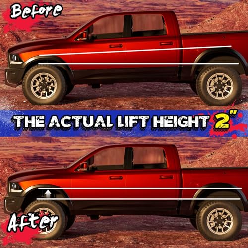 Image of KSP 2in Front Lift Kits for Ram 1500 2009-2026, 2 inch Leveling Lift Kit for 2009-2026 Dodge Ram 1500 4WD, 2005-2011 Dakota 2WD 4WD, Aluminum Suspension Level Kit CNC Strut Spacers For Pick Up