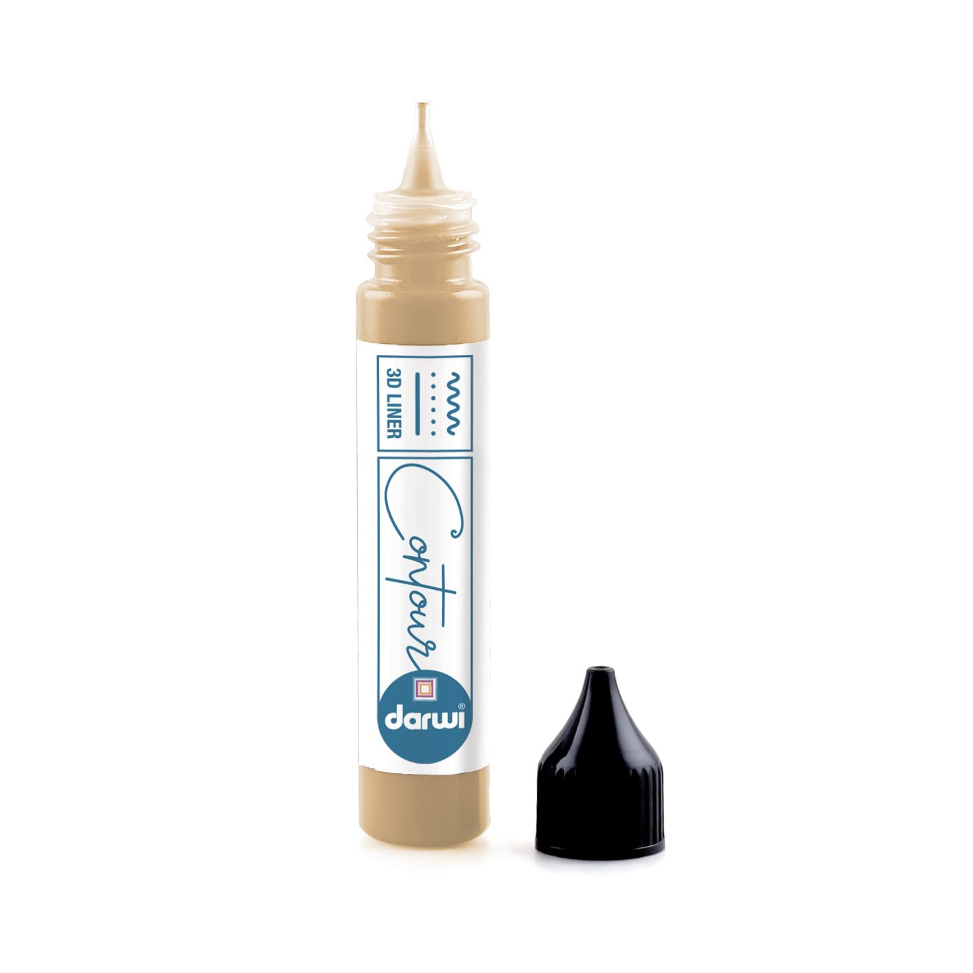 DARWI - DA0690030050C - Un Contorno vetro - Flacone applicatore per pittura su vetro -contorno vetro con imbuto applicatore - colore Oro - 30 ML - DARWI GLASS