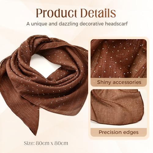Women's Glitter Decor Head Scarf, 2025 New Head Scarf for Women, Solid Shimmer Sparkle Hair Scarf4