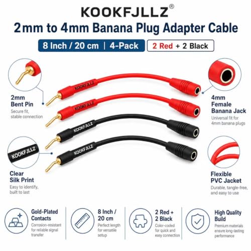 Adaptador de Conector Banana 2mm a 4mm para Audio 4 Unidades miniatura 4