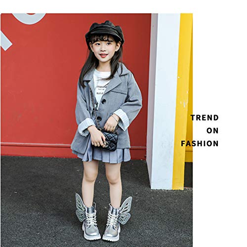 TangDao Kid Baby Girls Fashion Lace Up Leather Ankle Boots Detachable Butterfly Wings Side Zipper Outdoor Warm Short Snow Waterproof Boots for girls4