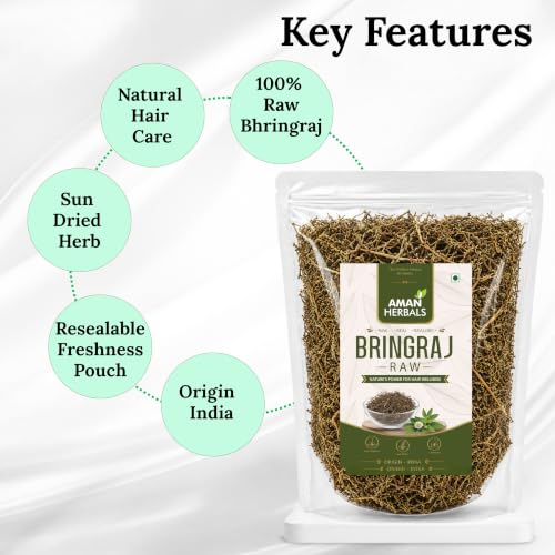 Image of Bhringraj Raw Leaves | 100% Natural & Sun-Dried Eclipta Alba | Ayurvedic Hair & Liver Care 200GM