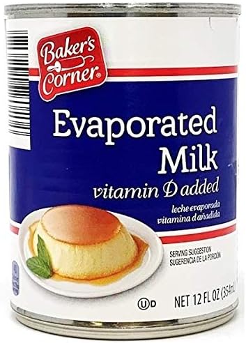 Baker's Corner - Leche evaporada con leche enlatada añadida con vitamina D, 1 lata (12 onzas)