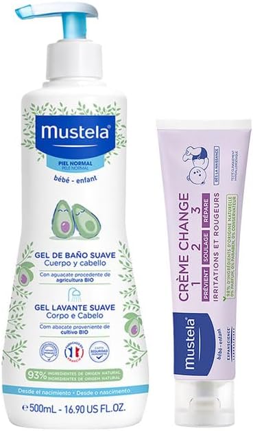 Mustela Combo Banho + Troca de Fralda - Gel Lavante Corpo e Cabelo 500ml + Creme Preventivo De Assaduras Vitaminado 1>2>3 108g Menor preço em Mustela Combo Banho + Troca de Fralda - Gel Lavante Corpo e Cabelo 500ml + Creme Preventivo De Assaduras Vitaminado 1>2>3 108g