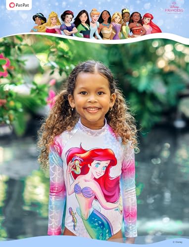 Image of Disney Frozen Stitch Princess Minnie Mouse Girls Swimsuit Long Sleeve Rashguard UPF 50 One Piece Bathing Suit Size 3M-13Y
