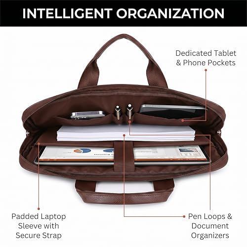 Image of EXIM Prime Laptop Bag for Men Office Use| Office Bag for Men| Vegan Leather Laptop Messenger Bag| Fits Up to 15.6 Inch Laptop| Business Briefcase with Handle and Shoulder Strap