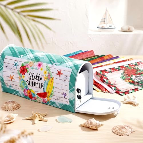 Image of Dispowreath 12 Pcs Seasonal Mailbox Covers Magnetic Standard Size 18 x 21 Inch Spring Summer Independence Day Wreath Magnetic Mailbox Covers for Garden Yard Outdoor Decor