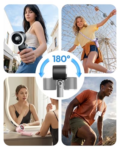 Image of Gaiatop Portable Handheld Turbo Fan, 15 Hrs Cooling, 180 Foldable 4-in-1 Hand Held Fans, 6-Speed (1-100) Personal Mini Handheld Fans, Small Portable Fan for Travel, Working, Outdoor Women Gifts Black