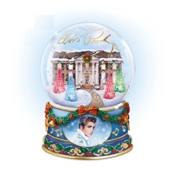 Merry Christmas From Graceland Illuminated Musical Glitter Globe