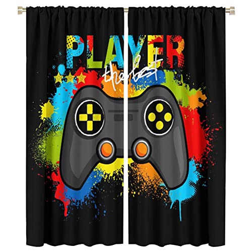 LIZIMI Gamepad Curtains Game Blackout Window Curtain,Colorful Video Gamer Gamepad for for Kids Boys Girls Nursery Bedroom Games Room Window Drapes,2 Panel W42 xL54