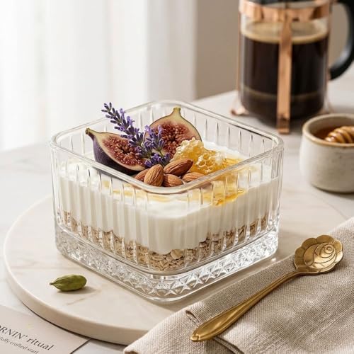 Image of PrimeWorld Glass Bowl Set of 6 - 5 Inch | Premium Clear Serving Bowls for Dessert, Snacks, Ice Cream, Salads & More | Elegant Glass Tableware for Kitchen & Dining
