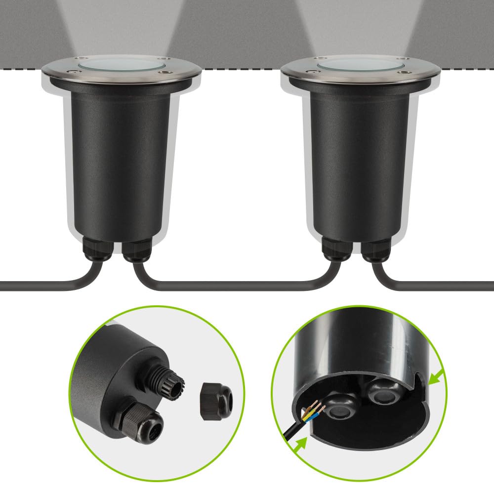 Spots encastrables X6 - Extérieur - Couvercle inox - Pour Ampoule LED GU10 - Etanche IP67 - Spot terrasse - Éclairage jardin