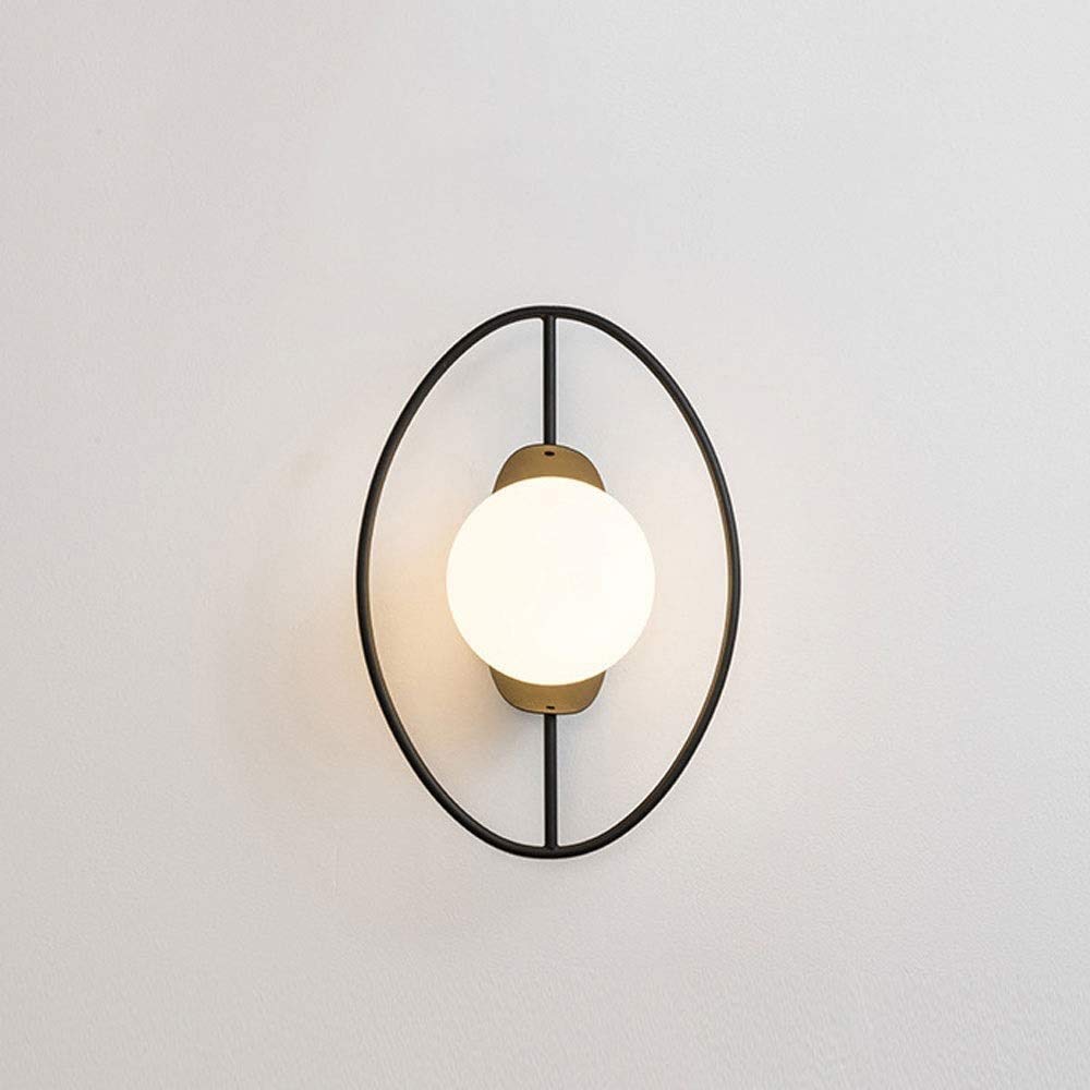 Applique murale globe en verre noir E27 pour illuminer le salon et la chambre d'hôtel