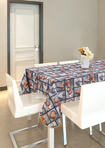Frenessa Mantel Mesa Cuadrado Antimanchas Impermeable, Manteles Estampados para Comedor Cocina Casa Hotel Restaurante, 140x140cm, Corazones Naranja
