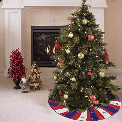 Patriotic Pinwheel Design Star Flag Christmas Tree Skirt 36 In For Christmas Decorations Skirt Rustic Xmas Holiday New Year Party Tree Mat Decor Indoor Outdoor Christmas Tree Mats #TOP3