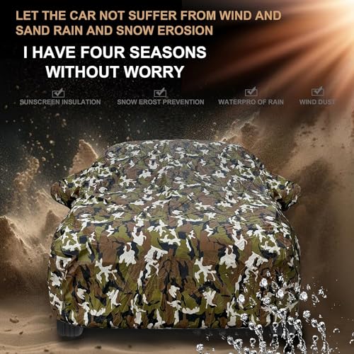 Image of Auto Hub Waterproof Car Cover Compatible with Eeco with Mirror Pockets, Soft Cotton Lining, Eeco Car Cover Waterproof, Army