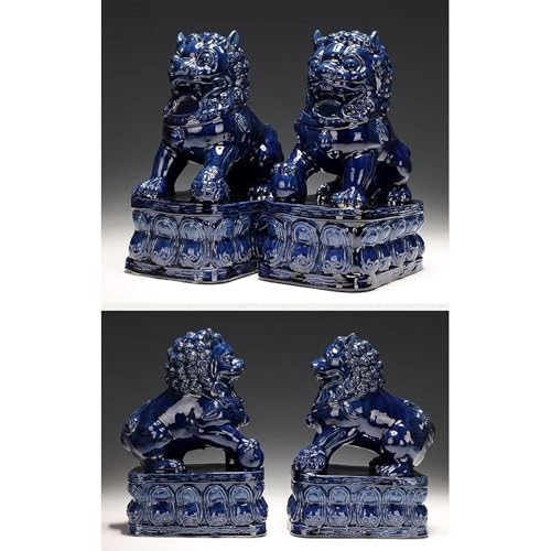 Estatuas de Perros Foo Chinos Feng Shui de Cerámica 10 Pulgadas miniatura 4