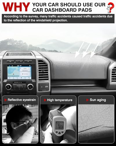 Image of Autorder Dashboard Cover Mat for 2018-2021 Ford Expedition Accessories Dash Cover Flannel Dash Mat Sunshade Glare UV Rays Protector