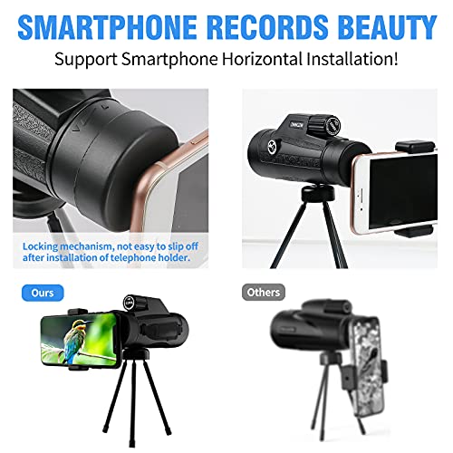DANGZW Monokular Teleskop, HD 12x50 Wasserdicht Monokulare Teleskop BAK4 Prisma mit Tragbare Handyhalterung & Stativ… – Bild 6