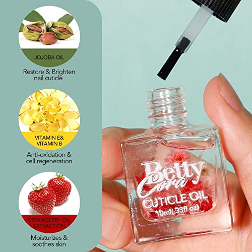 Bettycora Nail Cuticle Oil, Jojoba Essence Oils For Soothing And Strengthens Nails Moisturizing Vitamins B Vitamin E Nourishing #TOP2