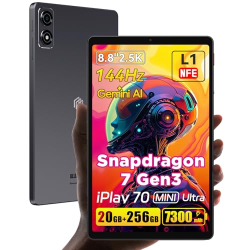 ALLDOCUBE iPlay 70 mini Ultra 8.8 inch Tablet, Snapdragon7+Gen3 2560×1600 IPS Android Tab, 144Hz Reflex, 20GB+256GB (1 TB), 7300mAh, PD 20W, Dual Speaker DTS, 6 Axis Gyro, WiFi6 BT5.4