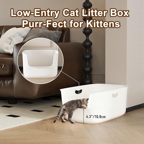 Arenero para gato blanco plástico 22.8x15x8.7 pulgadas miniatura 4
