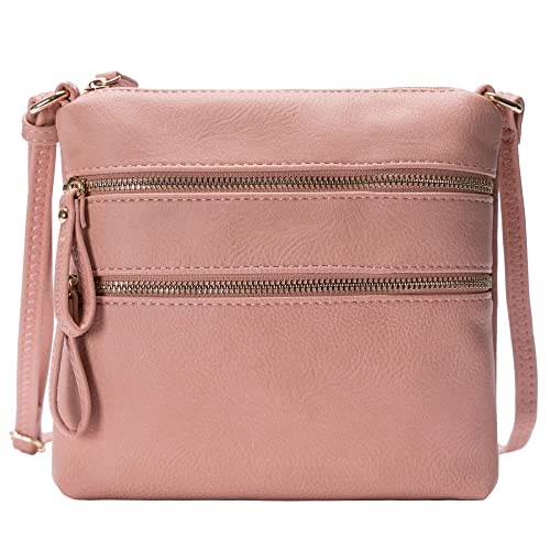 Image of Solene Small Multi Zipper Pocket Crossbody Bag with Adjustable Strap, Lightweight Travel Purse, Daily Small Messenger Pouch