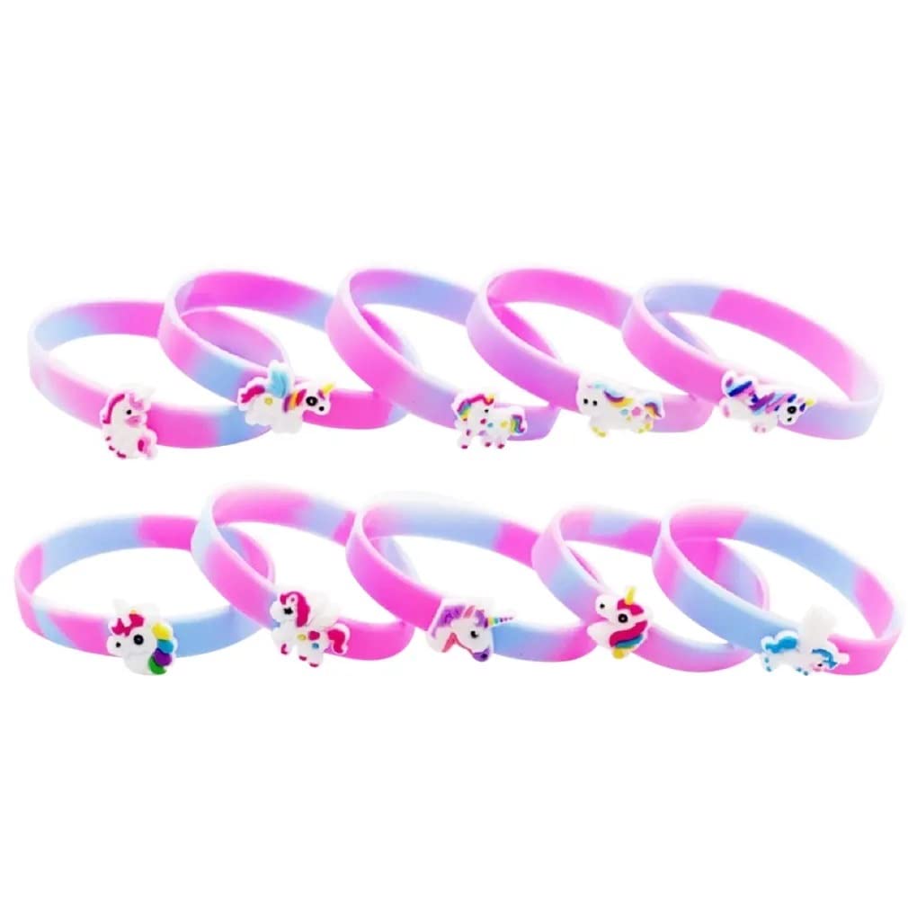 The Crafty Owl 5 Pcs/set Random Cartoon Unicorn Silicone Bracelet Wristband Flexible
