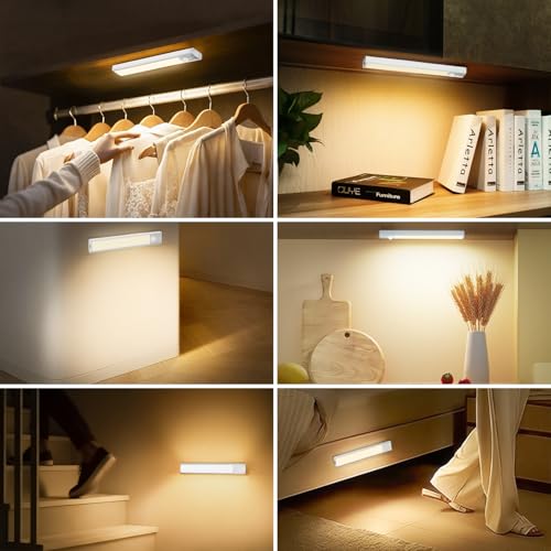 5 Pack Rechargeable Under Cupboard Kitchen Lights, 20CM Dimmable Warm Cabinet Light, LED Motion Sensor Lights Indoor, Magnetic Stick Light for Kitchen Shelf Stairs Wardrobe - Image 6