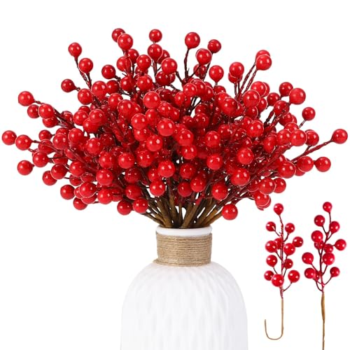 XIMISHOP 32 Stück Weihnachten Rot Beerenzweige,Künstliche Rote...