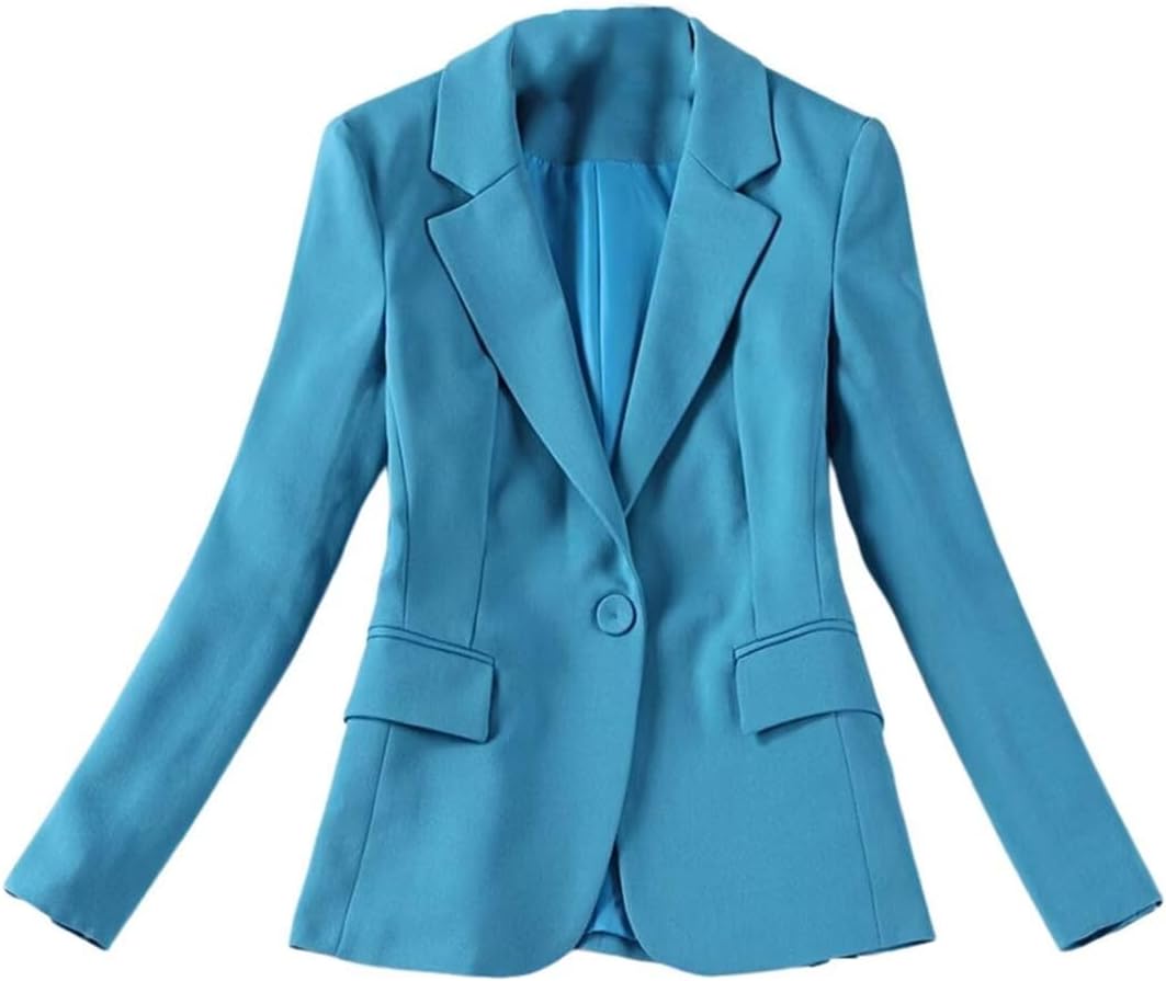 Women's Casual Blazer One Button Notch Lapel Open Front Long Sleeves Business Office Work Suit Jacket
