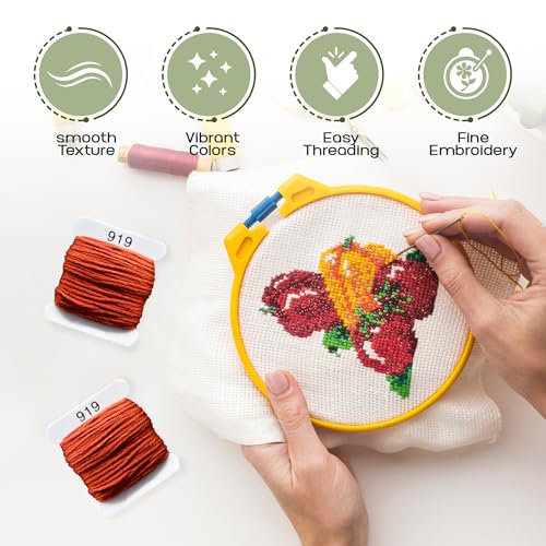 Image of Embroidery Floss Kit and Refills - Cotton Threads - DMC Color Coding for Cross Stitch, String Crafts, Friendship Bracelets