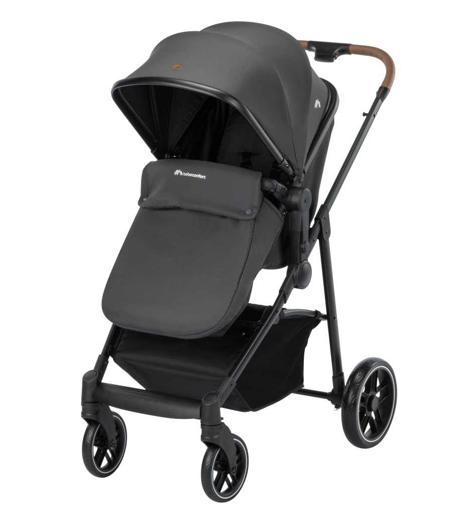 Bebeconfort Haze Trio Lux, Baby Kinderwagen 3 in 1 mit Kindersitz (i-Size), 0–4 Jahre (max. 22 kg), 2-in-1 Sitzeinheit, Liegeposition, Kompakt Klappbar, Leichtes Kinderwagen Set, Mineral Graphite