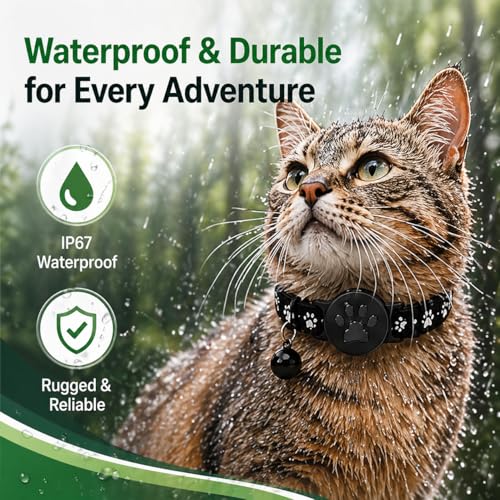 Image of Pet Tracker,GPS Collar for Cats,Smart tag,Waterproof Compatible with Find My,No Monthly Fee,Advanced Tracking Solution Smart Collar for Pet Safety Ideal Small Large Cats(Android User)