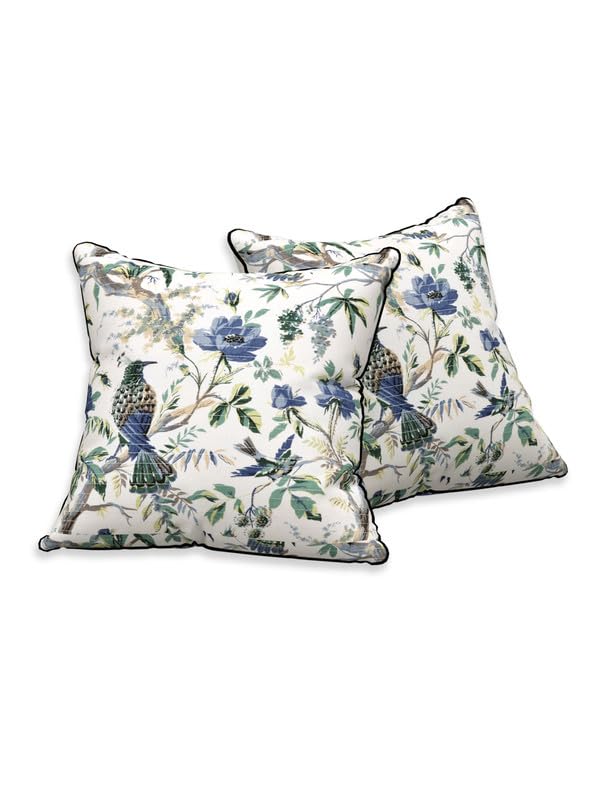 Image of Pure Cotton Quilted Cushion Cover 16x16 Inch | Anokhi Print Decorative Throw Pillow Cover | Soft Cotton Sofa Cushion Cover with Hidden Zipper | Living Room Bedroom Home Decor