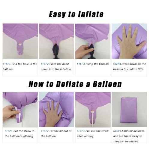 Image of 5pcs 18 In Number Balloon Base Decorated Purple White Birthday Decorations | Four-Wheeled Number Balloon Base Decorated In Lavender Purple And White, Birthday Party Decorations