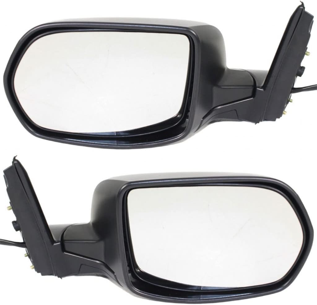 For Honda CR-V 2007 08 09 10 2011 Door Mirror Driver & Passenger Side Pair | Non-Towing | Power Glass | Manual Folding | Heated | Textured Black | 76250SWAA22ZC, 76200SWAA21ZC | HO1320239, HO1321239