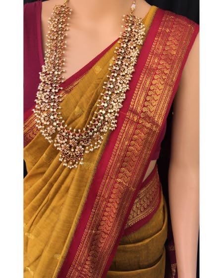 Image of South Cotton Gadwal Saree for Women | Celebrity Inspired Traditional Ethnic Wear | Chettinad & Kalyani Cotton Sarees | Soft Cotton Saree with Blouse Piece